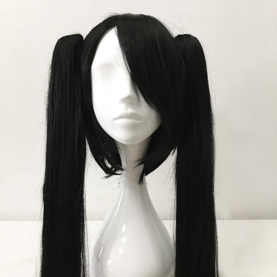 Women Black Detachable Long Straight Hair Side Swept Bangs Etsy