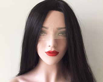 Black Lace Front Wig, Soft Straight HD Lace Frontal Long Wig For Women Middle Part Natural Looking Glueless Wig