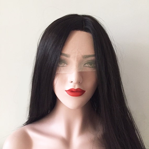 Women Lace Front Black Straight Long Soft Smooth Middle Part Etsy