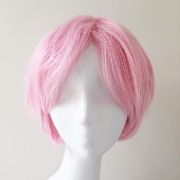 Unisex Pink Anime Costume Short Hair Middle Part Cosplay Anime Wig