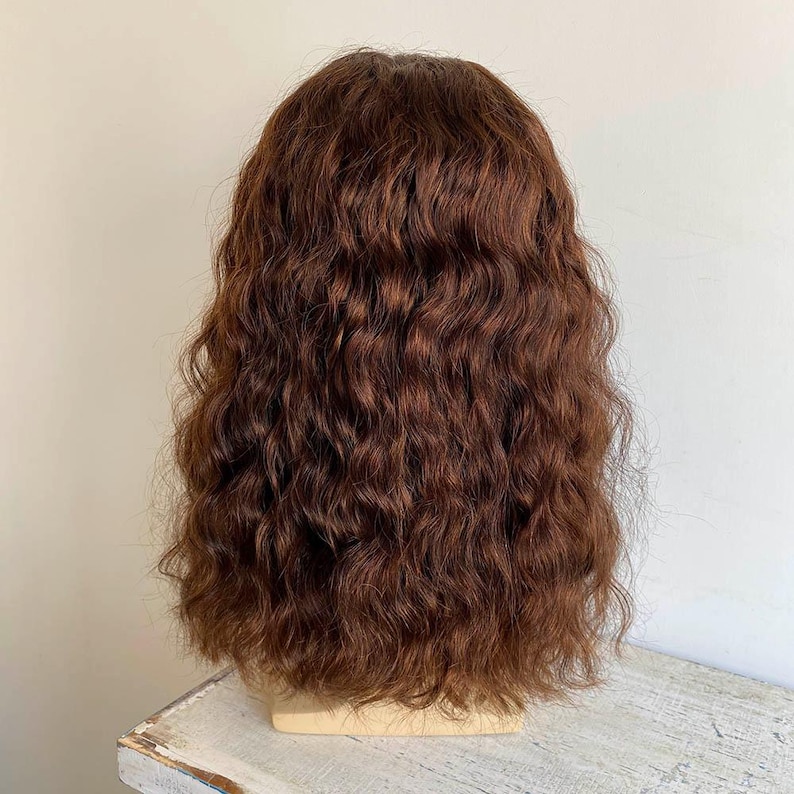 Men Human Hair Wig Dark Brown Lace Front Wig For Male Curly Long Real Hair Wig Middle Part Cosplay Wig Thick Realistic 13X6 Lace Wig 14 In