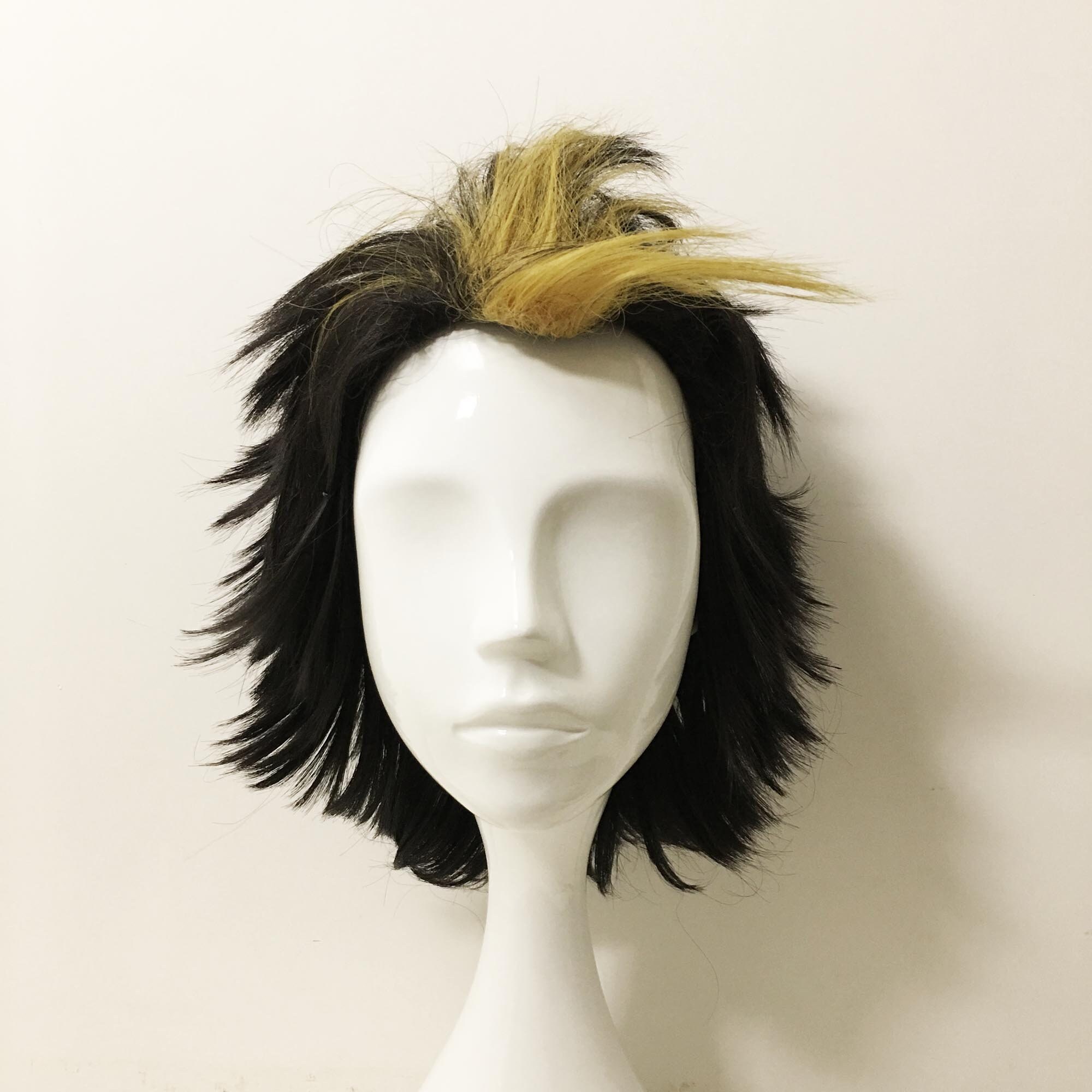 Men Black Short Hair Double Colors Blonde Highlight Cosplay Etsy