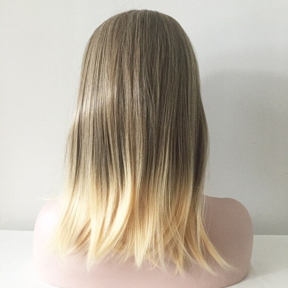 Women Lace Front Ombre Blonde Brown Long Straight Shoulder Etsy