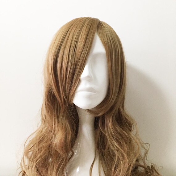 Women Brown Long Side Swept Bangs Layers Curly Wavy Cosplay Etsy