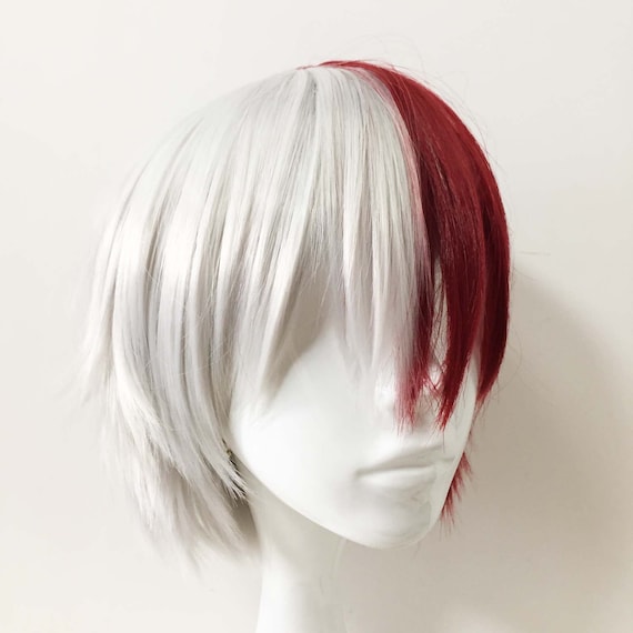 Men Short Anime Cosplay Boy Half Red Half White Two Tone Etsy Men Short Anime Cosplay Boy Half Red Half White Two Tone Etsy