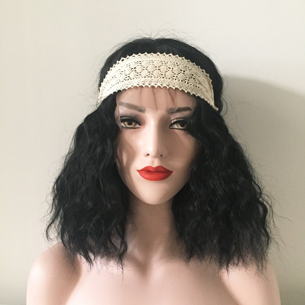 Women Lace Front Black Middle Part Fluffy Messy Curls Shoulder Etsy