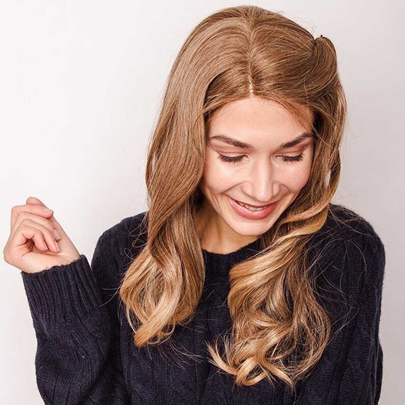 Women Lace Front Ombre Copper Brown Highlight Middle Part Long Etsy