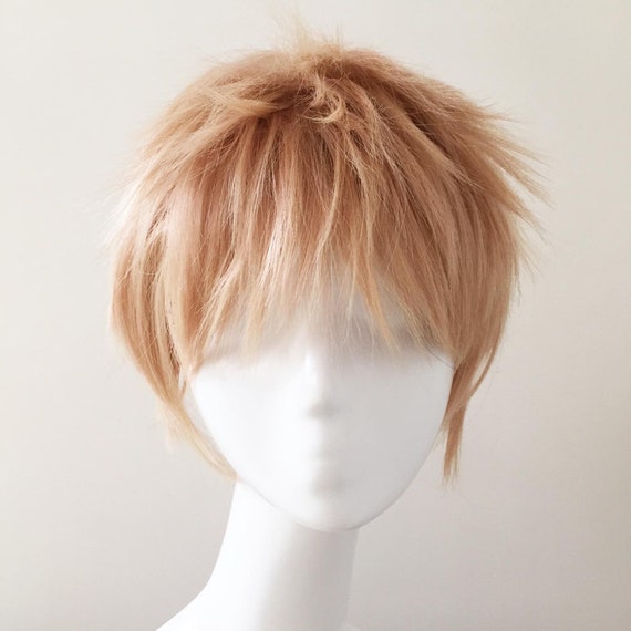 Boy Short Blonde Layered Men Cosplay Anime Short Fluffy Hair Etsy