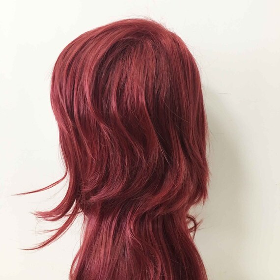 Men Dark Red Long Layer Fringe Bangs Hair Cosplay Anime Unisex Wig
