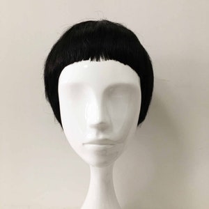 Men Black Very Short Bob Short Thin Hair Cosplay Costume Wig