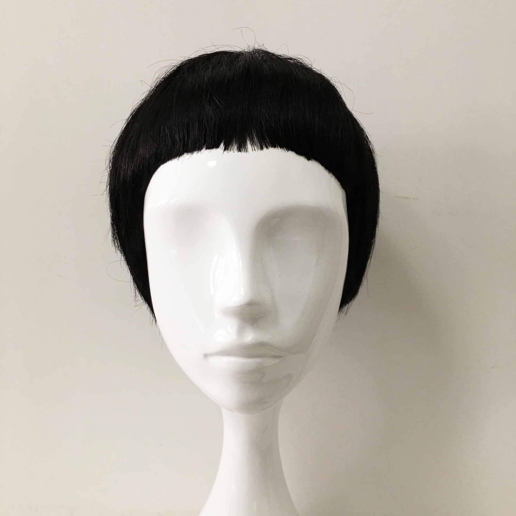 Men Black Very Short Bob Short Thin Hair Cosplay Costume Wig