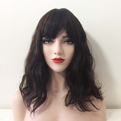 Women Black Fringe Bangs Natural Curly Wavy Fluffy Long Hair - Etsy Singapore Women Black Fringe Bangs Natural Curly Wavy Fluffy Long Hair - Etsy Singapore