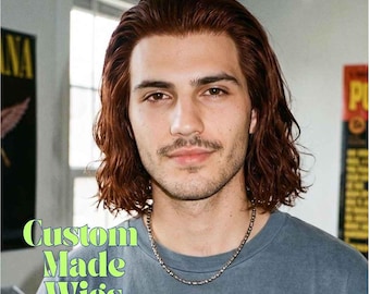 Men's Custom Human Hair Wig: Dark Brown Lace Front Curly Wavy Made-to-Order