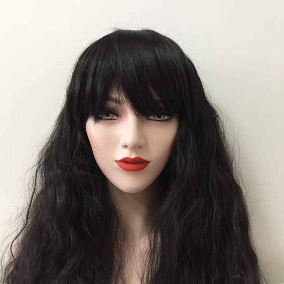 Women Black Fluffy Frizzy Thick Volume Thick Bob Bangs Long Etsy