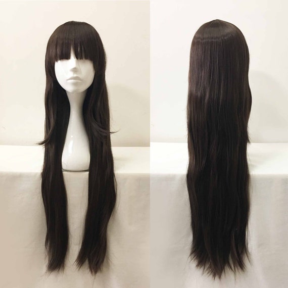 Women Girl Dark Brown Very Long Hair Bob Bangs Short Layers - Etsy Norway Women Girl Dark Brown Very Long Hair Bob Bangs Short Layers - Etsy Norway