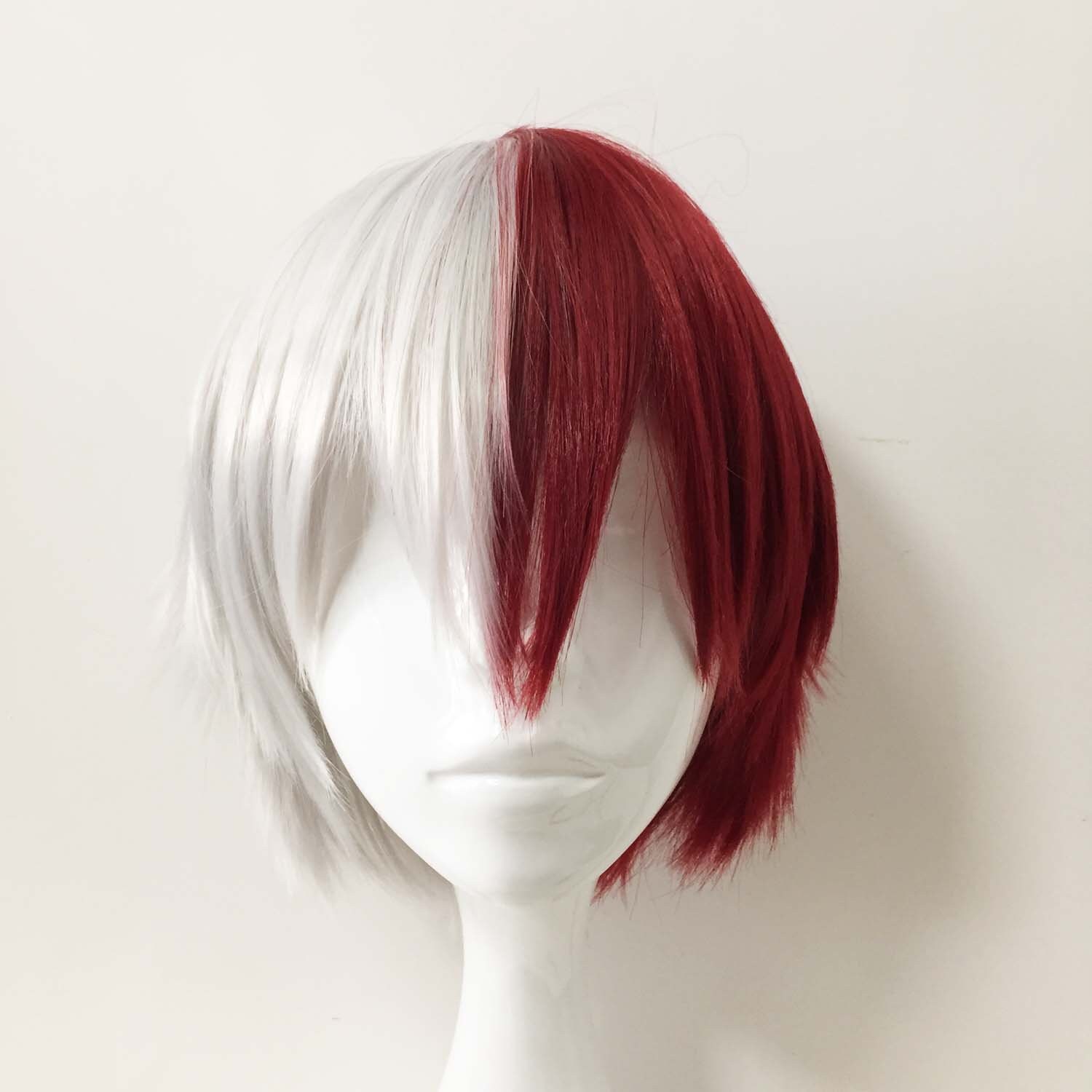 Men Short Anime Cosplay Boy Half Red Half White Two Tone Etsy Men Short Anime Cosplay Boy Half Red Half White Two Tone Etsy