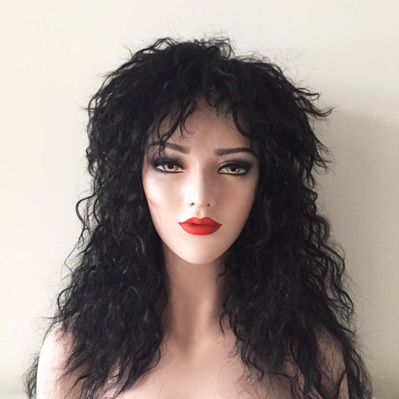 Women Black Fringe Bangs Natural Curly Wavy Fluffy Long Hair Casual Cosplay  Wig -  Israel