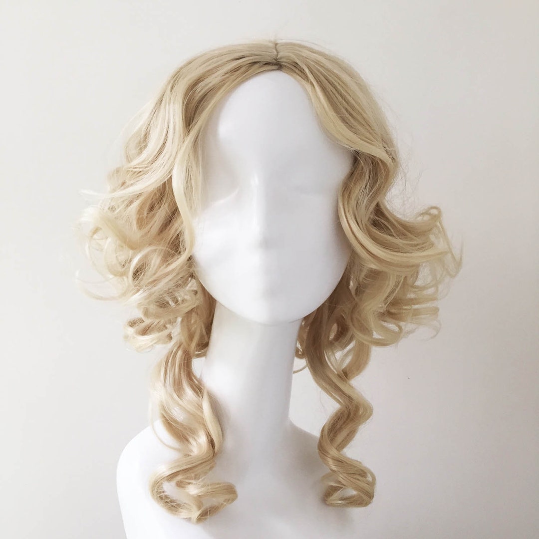Women Classic Gold Blonde Short Curly Middle Part Party - Etsy