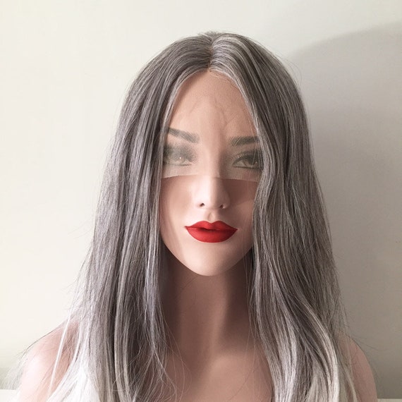 Ombre Verblassen Farbe Grau Braun Weiss Lange Gerade Mitte Etsy