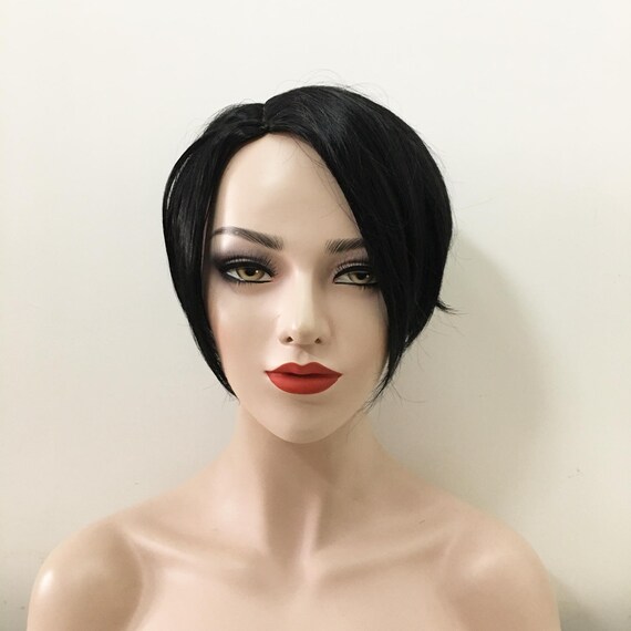 Women Black Brown Short Straight Hair Side Part A Line Boy Cut Etsy