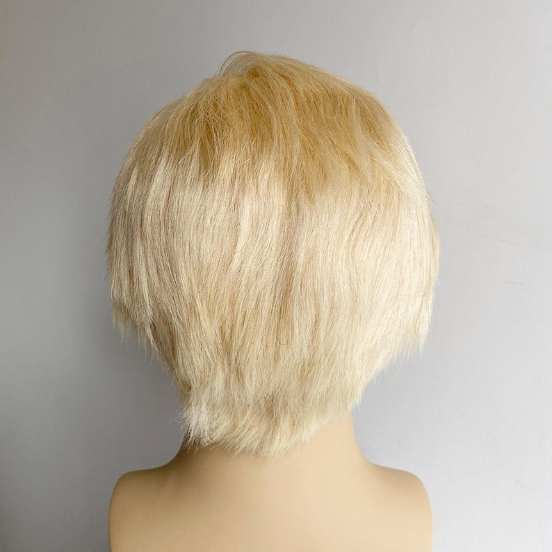 Men Blonde Human Hair Wig Lace Front Wig For Male Short Straight Real Hair Wig Cosplay Costume Natural Wig 13X6 Frontal Lace Wig Side Part