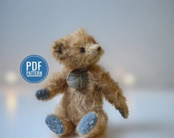 Modello PDF classico orsacchiotto in miniatura. Modello PDF orso artista tradizionale