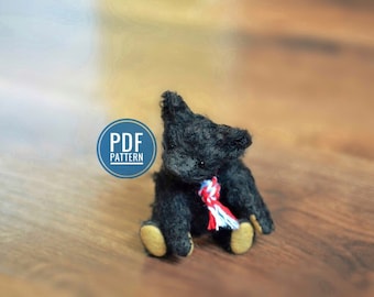 Miniatuur Vintage Klassiek Teddybeerpatroon Traditionele kunstenaar draagt PDF-patroon