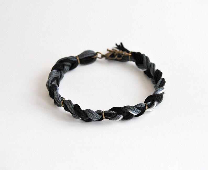 Mens bracelet, black braided bracelet for him, male friendship bracelet, gift for him image 2