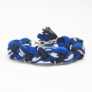 Blue friendship bracelet, braided bracelet with beads, nautical bracelet, cobalt blue