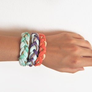 Elaina Braided Friendship Bracelet Gold in Mint Magnesite