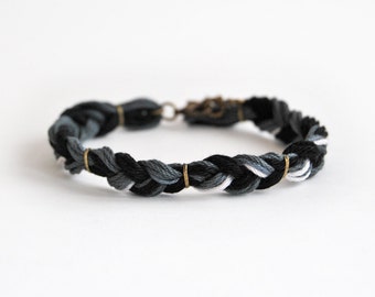 Bracciale uomo, nero braccialetto intrecciato per lui, Bracciale amicizia maschile, regalo per lui