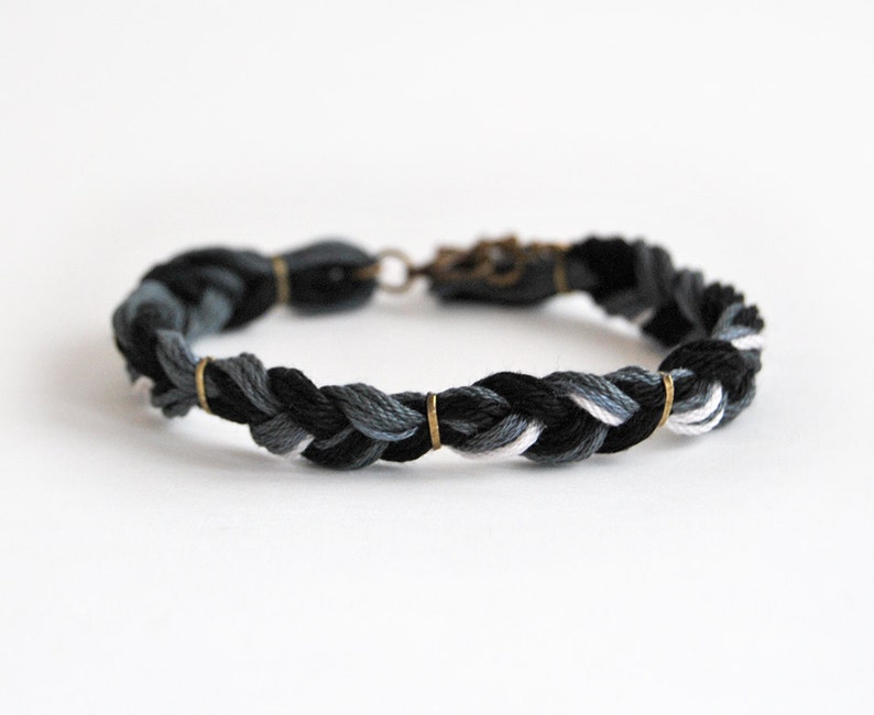 Mens bracelet, black braided bracelet for him, male friendship bracelet, gift for him image 1