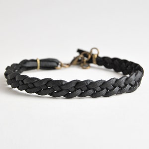 Black braided bracelet for him, Faux leather bracelet, male bracelet, male friendship bracelet, boyfriend gift image 1