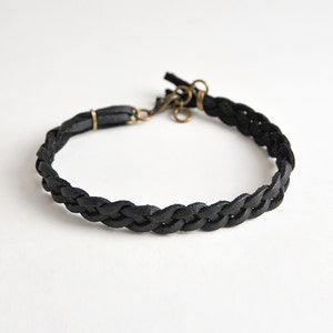 Black braided bracelet for him, Faux leather bracelet, male bracelet, male friendship bracelet, boyfriend gift image 2