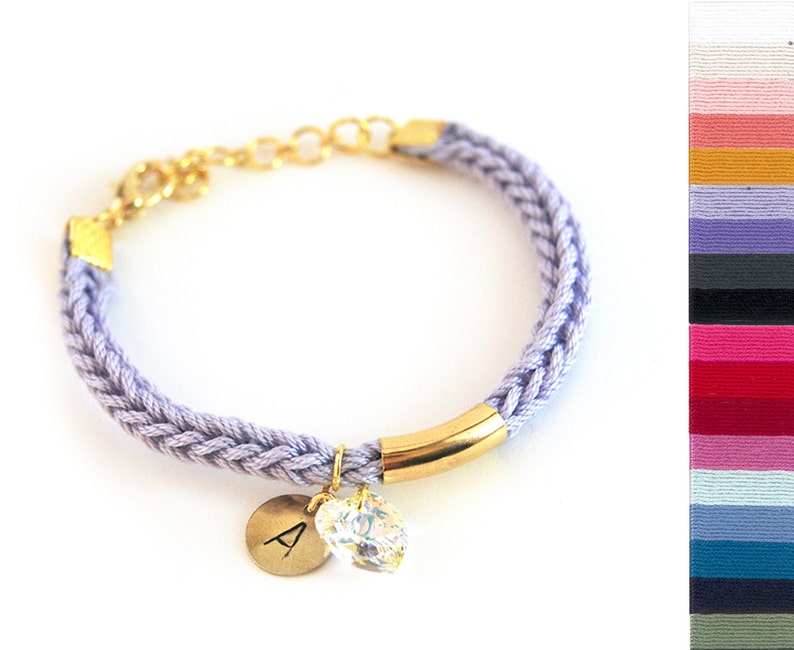 Personalized bracelet with hand stamped initial charm and heart charm gift for her initial bracelet