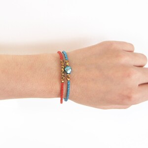 Dainty beaded bracelet, red bracelet, minimalistic bracelet, simple bracelet with faceted beads image 3