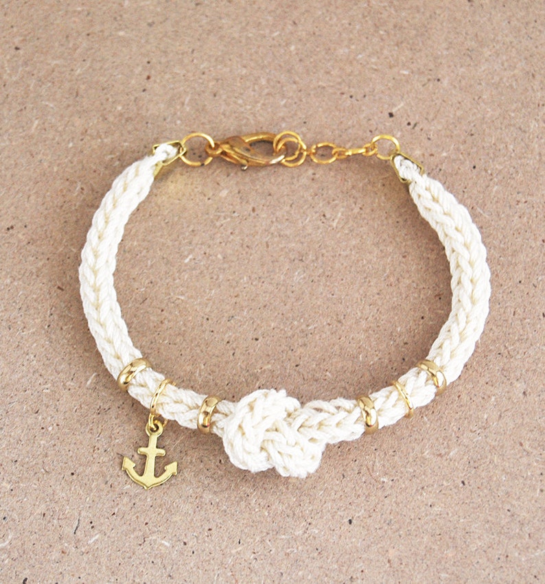 Knit Bracelet With Anchor Charm and Knot, Anchor Bracelet, Knot