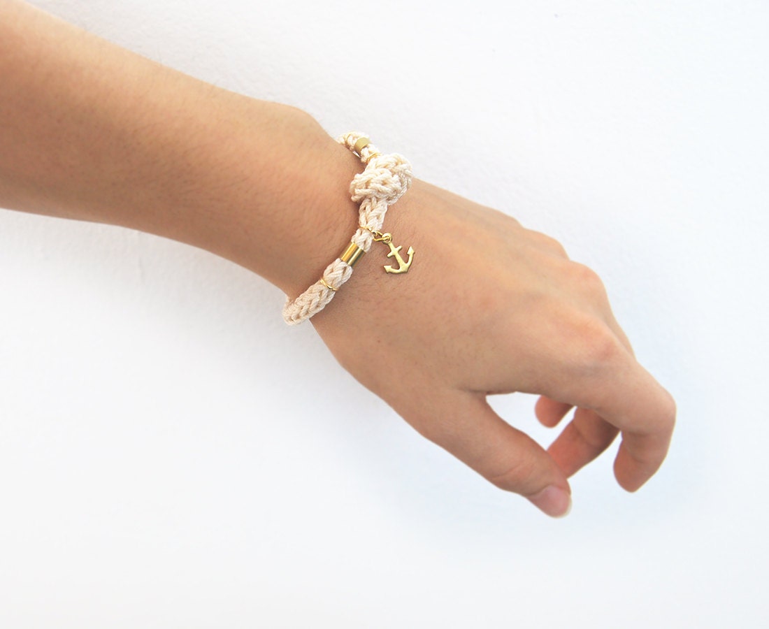Anchor bracelet with knot knit rope bracelet with anchor Etsy
