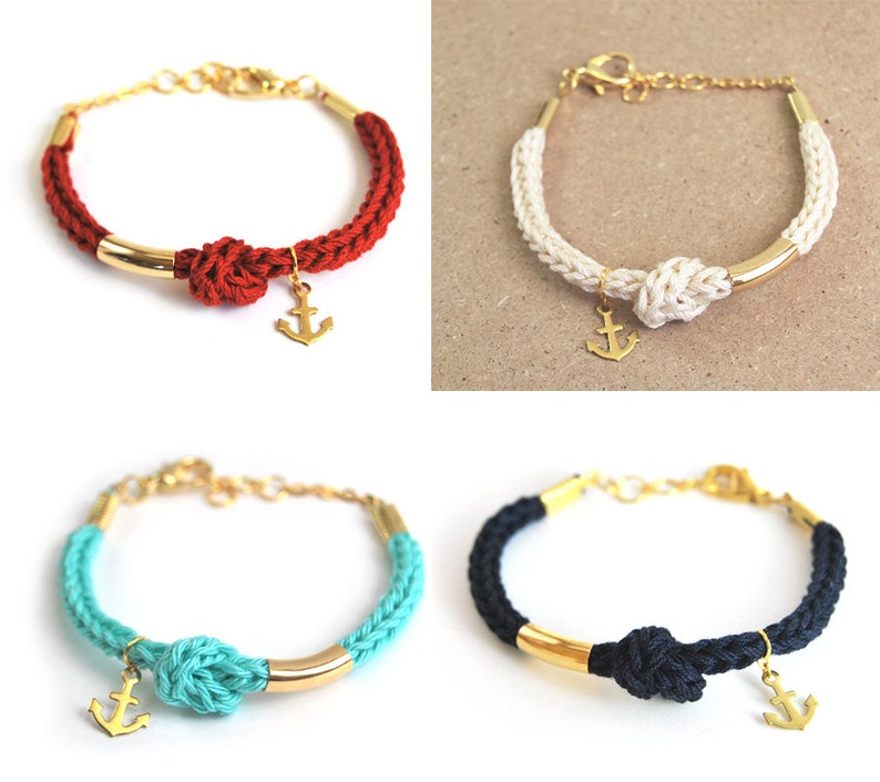 Anchor Bracelet With Knot Nautical Bracelet With Anchor Etsy