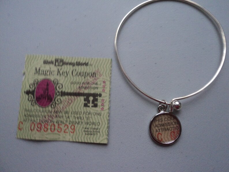 Vintage Disney ticket bangle bracelet Disney World Magic Key Etsy