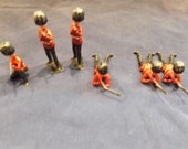 Vintage Set of Six Lead British Toy Soldiers Red Uniform