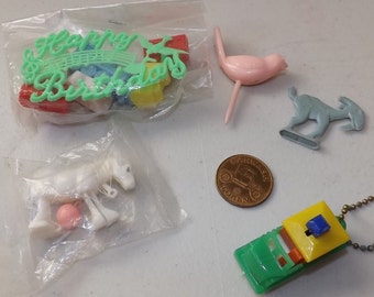 Miniature Cracker Jack Toys Lot, Birthday Train, Puzzle Truck Key Ring