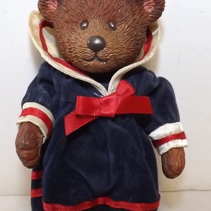 Teddy Town Resin Female Sailor Bear with Red white  Blue outfit - See Description for Details