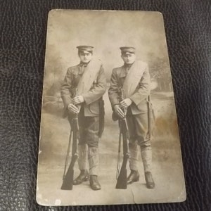 Antique Postcard of Two Soldiers  -See Description for Details