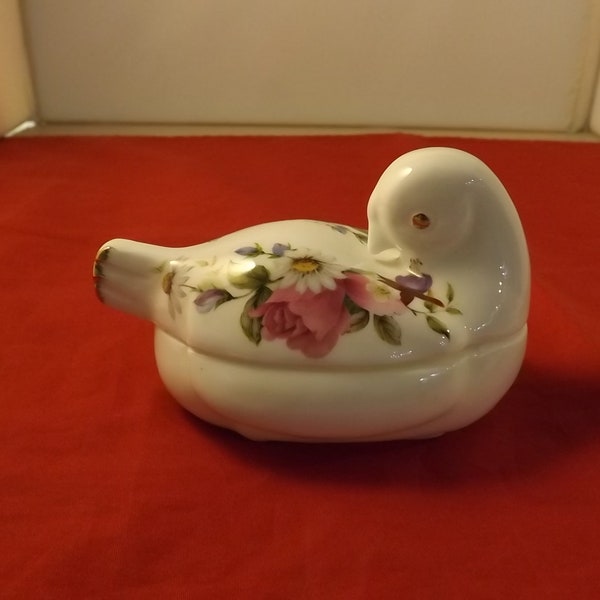 Flambro Fine Bone China Summer Rose Covered Dove Dish  -See Description for Details