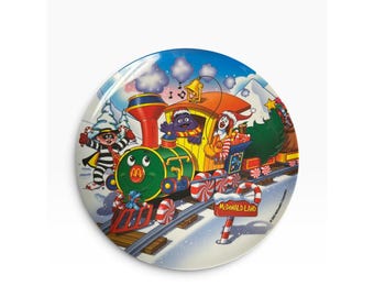Vintage 2002 McDonald's Holiday Christmas Train Plate Ronald Grimace Hamburglar