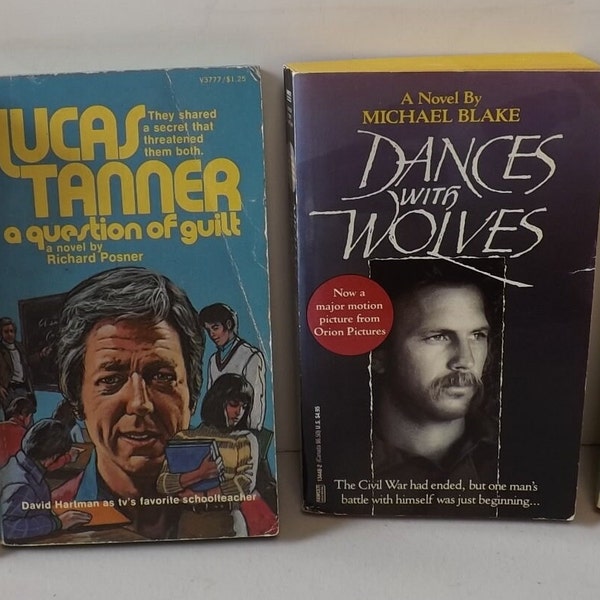 Four Paperback Books Based on Movies  Missing in Action, Lucas Tanner, Dances with Wolves and Garp - See Description for Details