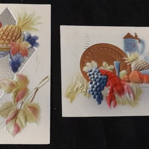 Two Raised Embossed Colorful 3D Postcards - See Description for Details