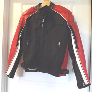 Joe Rocket Racing Motorcycle Jacket Red Black and White - Size Medium - See Description for details