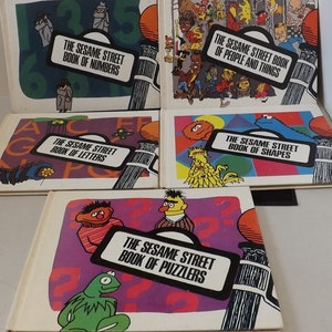 Five Sesame Street Educational Books - See Description for Details